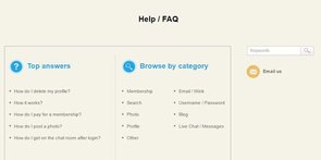 Screenshot der MillionaireMatch-FAQ-Seite
