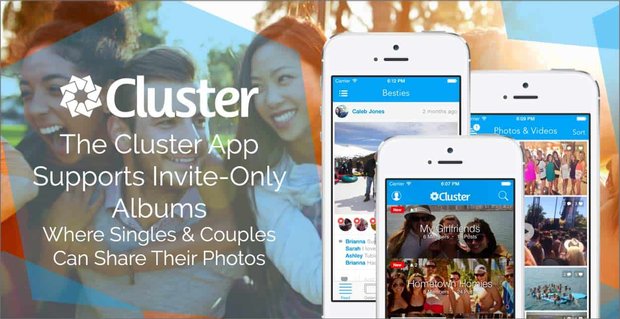 L’application Cluster prend en charge les albums sur invitation uniquement où les célibataires et les couples peuvent partager leurs photos